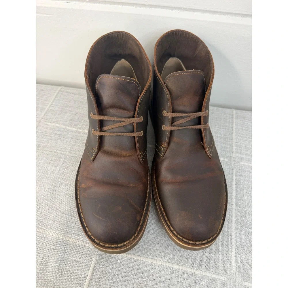 Clarks Mens 10.5 Shepton Chukka Boot Brown Leather Ankle Boot